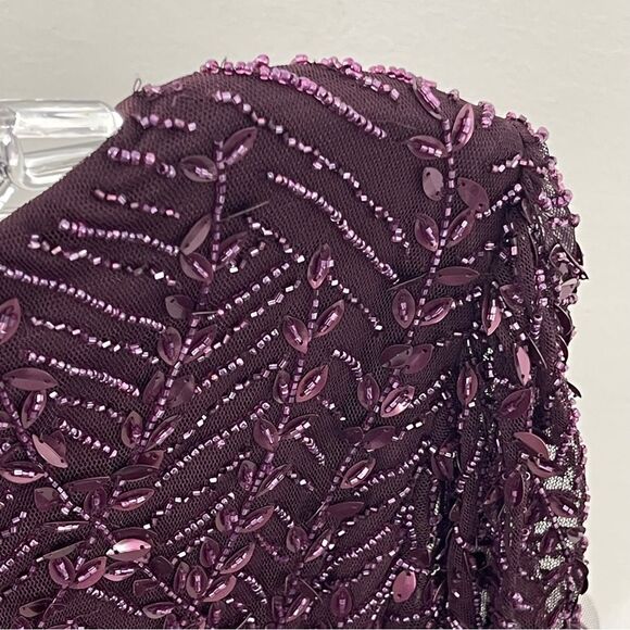 Mac Duggal 35109 Size 2 Surplice Bodice Leafy Embellished Flutter Sleeves Gown - Picture 6 of 8